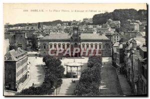 Old Postcard Morlaix Place Thiers Kiosk and City Hotel