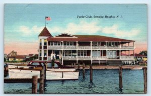 SEASIDE HEIGHTS, NJ New Jersey ~ BOATS at YACHT CLUB 1946 Linen Postcard