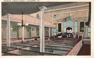 Vintage Postcard Interior Christ Church Ancient Structure Alexandria Virginia VA