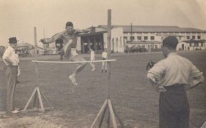 High Jump On Village Green Antique Fete Sports Day Real Photo Postcard