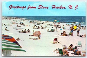1980 GREETINGS FROM STONE HARBOR NEW JERSEY*NJ*BEACH SCENE*TO OCEAN GROVE