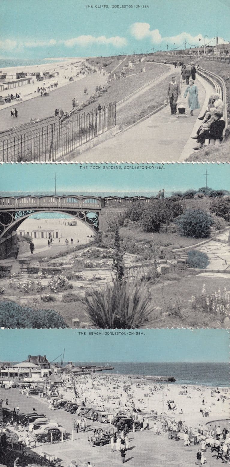 Gorleston On Sea Beach Rock Gardens 3x 1960s Blue Postcard s Europe