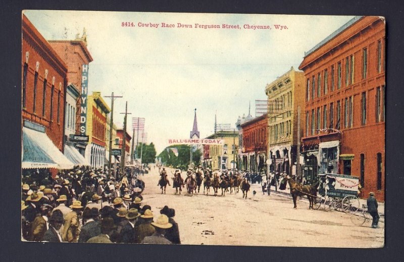 Cowboy Race Down Ferguson Street, Cheyenne Wyo USA 1911? #8414