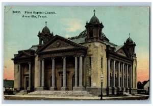 1910 Exterior View First Baptist Church Building Amarillo Texas Antique Postcard