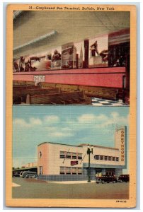 1974 Greyhound Bus Terminal Scene Buffalo New York NY Posted Vintage Postcard