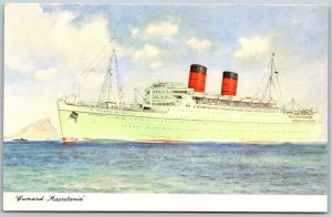 Vtg Cunard White Star Line Mauretania Ocean Liner Passenger Ship Postcard