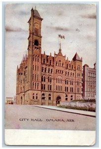 Omaha Nebraska NE Postcard City Hall Building Exterior Roadside 1909 Antique