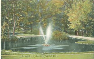 Concord NH White's Park Fountain Litho Postcard Unused