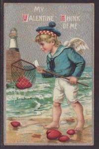 My Valentine Think of Me,Cupid,Lighthouse Postcard 