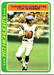1978 Topps Football Card '77 Highlights Fran Tarkenton Minnesota Vikings...