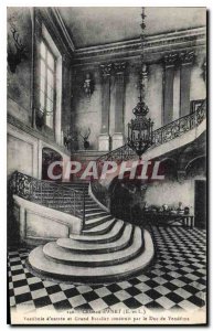 Old Postcard Chateau d'Anet E and L entrance vestibule and Grand Staircase bu...