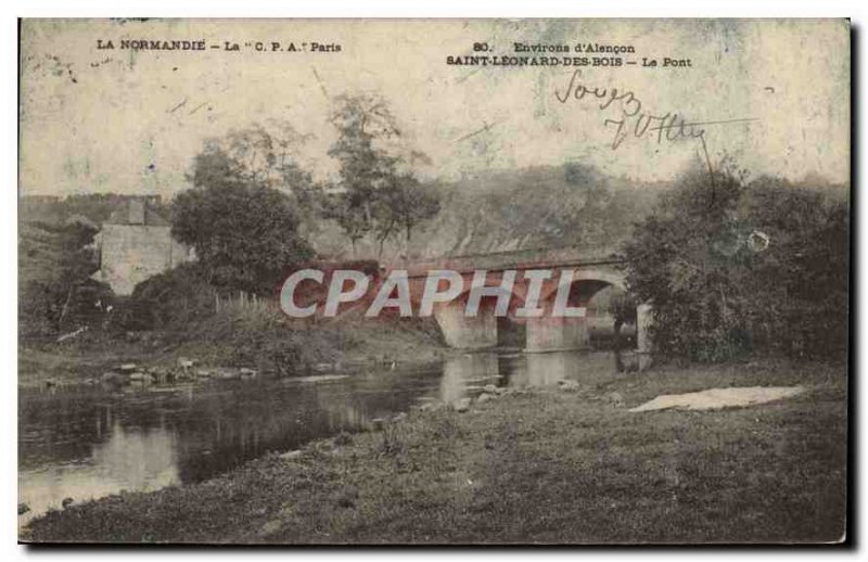 Old Postcard Environs Alecon Saint Leonard des Bois Bridge