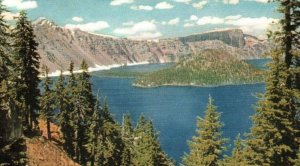 United Airlines Oregon Crater Lake National Park Medford Vintage Postcard