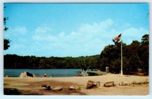 TORRINGTON, CT Connecticut ~Beach, LIFEGUARD ~BURR POND State Park 1960 Postcard