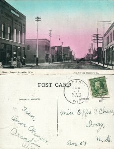 ARENDIA WIS. STREET SCENE 1910 ANTIQUE POSTCARD