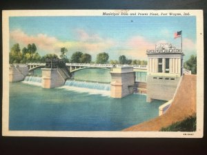 Vintage Postcard 1934 Municipal Dam and Power Plant Fort Wayne Indiana IN