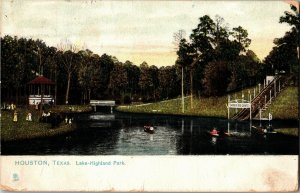 Tucks 5154 Houston TX Lake-Highland Park c1908 Vintage Postcard H39