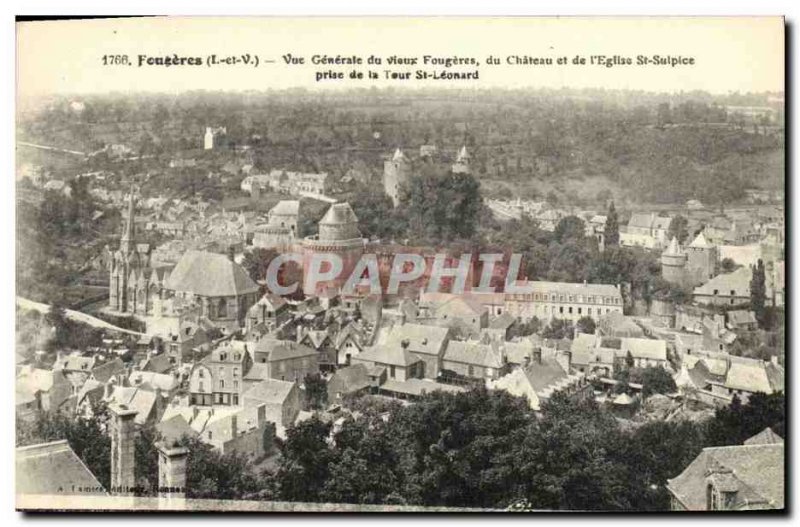 Old Postcard Fougeres Fougeres General view of the old castle and the old chu...