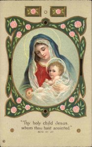 Christmas Stecher Ser 317E Mother Mary Baby Jesus Christ c1910 Postcard