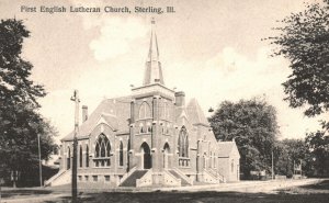 Vintage Postcard 1910's First English Lutheran Parish Church Sterling Illinois