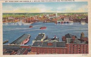 Pennsylvania Philadelphia River Front and Camden Skyline Curteich