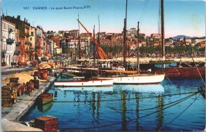 France Cannes Le Quai Saint Pierre Vintage Postcard 03.62