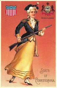 Langsdorf State of Pennsylvania Beautiful Multi Color Woman State Seal Postcard