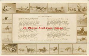 WY, Wyoming, RPPC, Out in Wyoming, Rodeo Scenes Borders, Doubleday Photo