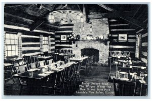 c1940 Rocky Branch Room Wagon Wheel Inn Chair Salem State Park Illinois Postcard