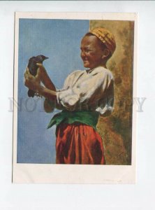 3112169 USSR Uzbek w/ raven by PCHELIN artist Vintage PC