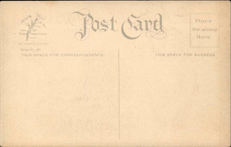 Thanksgiving Startled Pilgrim Woman with Giant Turkey Vintage Postcard