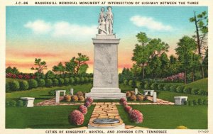 Vintage Postcard 1930's Massengill Memorial Monument Johnson City Tennessee 
