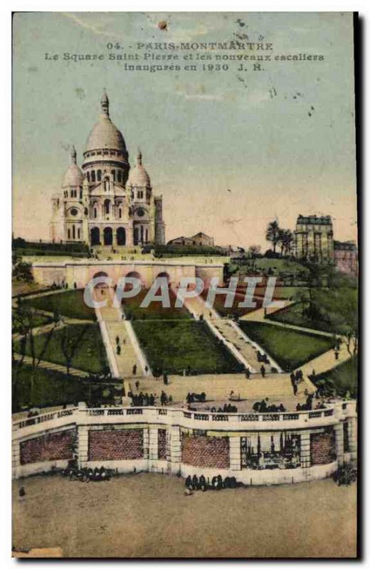 Postcard Old Paris Montmartre Square St. Peter and New stairs inaugurated in ...