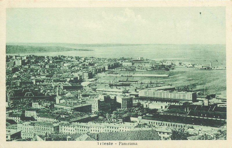 Postcard Italy Trieste panorama aerial view