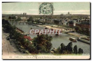 Old Postcard Paris I view of the Seine taking the Pavillon de Flore