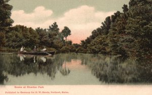 Vintage Postcard Scene At Riverton Park G. W. Morris Portland Maine ME