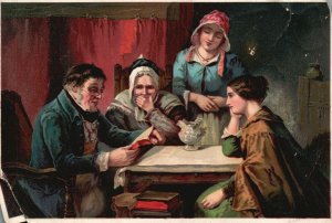 1880s-90s Family Around Table Reading Words of Comfort A.R. Trexler Trade Card