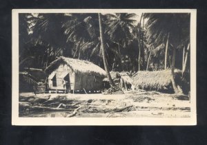 RPPC TRINIDAD & TOBAGO NATIVE HUT RESIDENCE VINTAGE REAL PHOTO POSTCARD STAMP