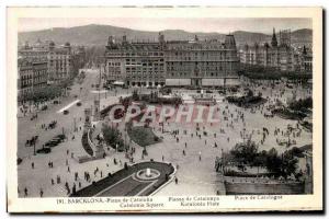 Old Postcard Barcelona Plaza Cataluna