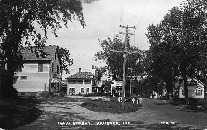 Hanover ME Main Street Mobil Gas Station 1940 Real Photo Postcard