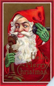 Santa Claus Christmas Postcard Telephone