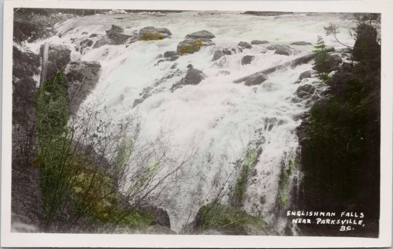 Englishman Falls near Parksville BC Vancouver Island 1950s RPPC Postcard G98