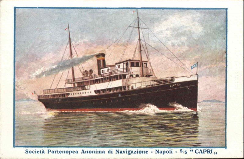 STEAMER STEAMSHIP Societa Partenopea Anonima Napoli c1910 Postcard