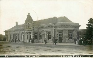 Depot, Nebraska, Columbus, RPPC, Union Pacific Railroad Train Station, 1911 PM