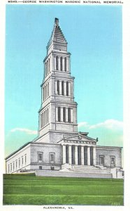 George Washington Masonic National Memorial Alexandria Virginia Vintage Postcard