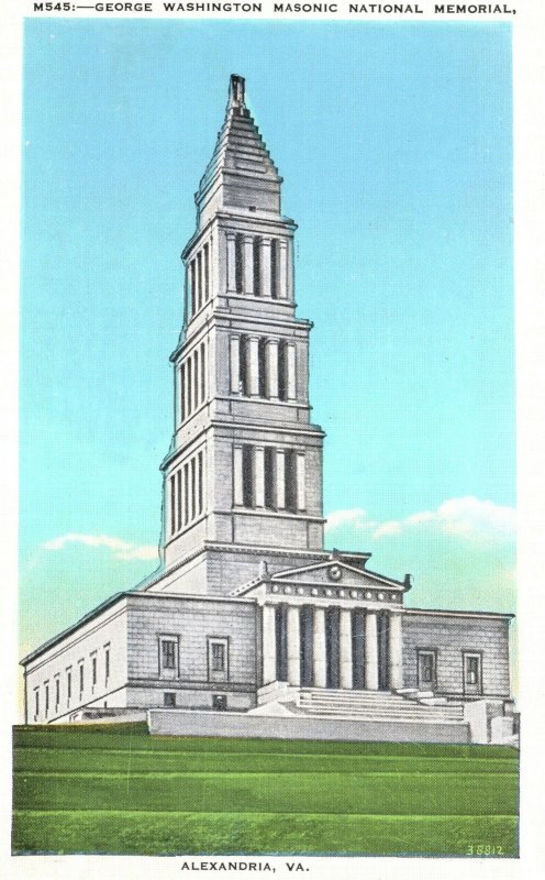 George Washington Masonic National Memorial Alexandria Virginia Vintage Postcard