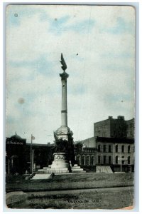 1911 Soldier Monument Statue Sculpture Peoria Illinois Vintage Antique Postcard