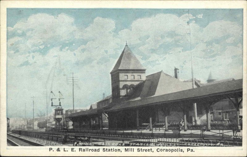 Coraopolis Pennsylvania PA Train Station Depot c1910s Postcard