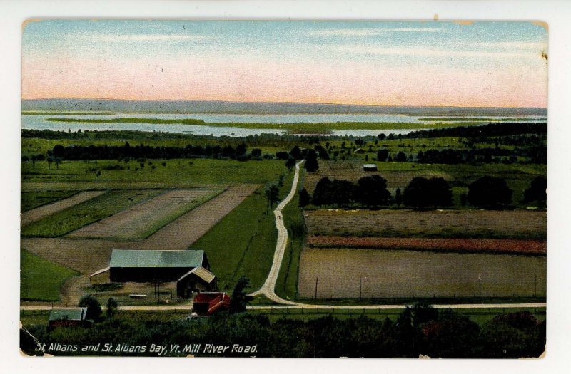 VT - St. Albans Bay. Bird's Eye View of Bay and Mill River Road