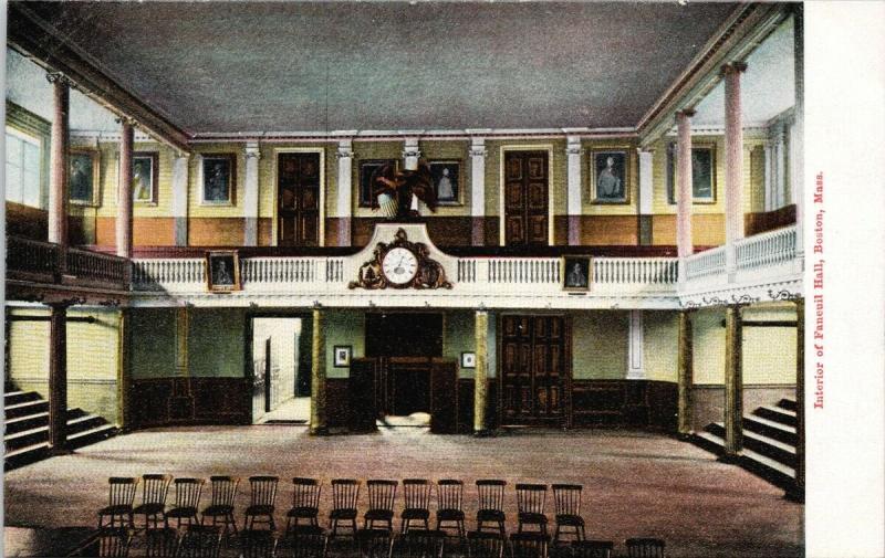 Interior of Faneuil Hall Boston MA Unused Postcard D71